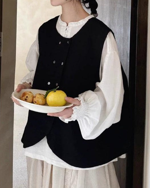 ハーフボタンアコーディオンプリーツブラウス 10053