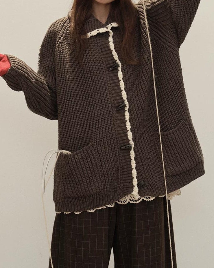 ラペルダッフルポケットニットカーディガン 10148