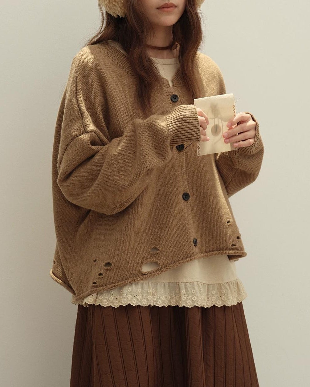 ホールニットリブカーディガン 10126