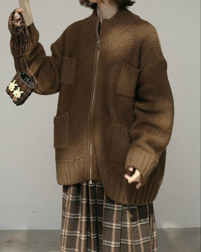 ハイネックジッパーポケットカーディガン 10174