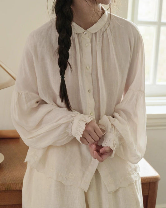 エンブロイダリーパフスリーブブラウス 10270