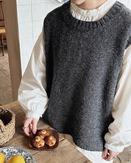 サイドスリットオーバーニットベスト 10043