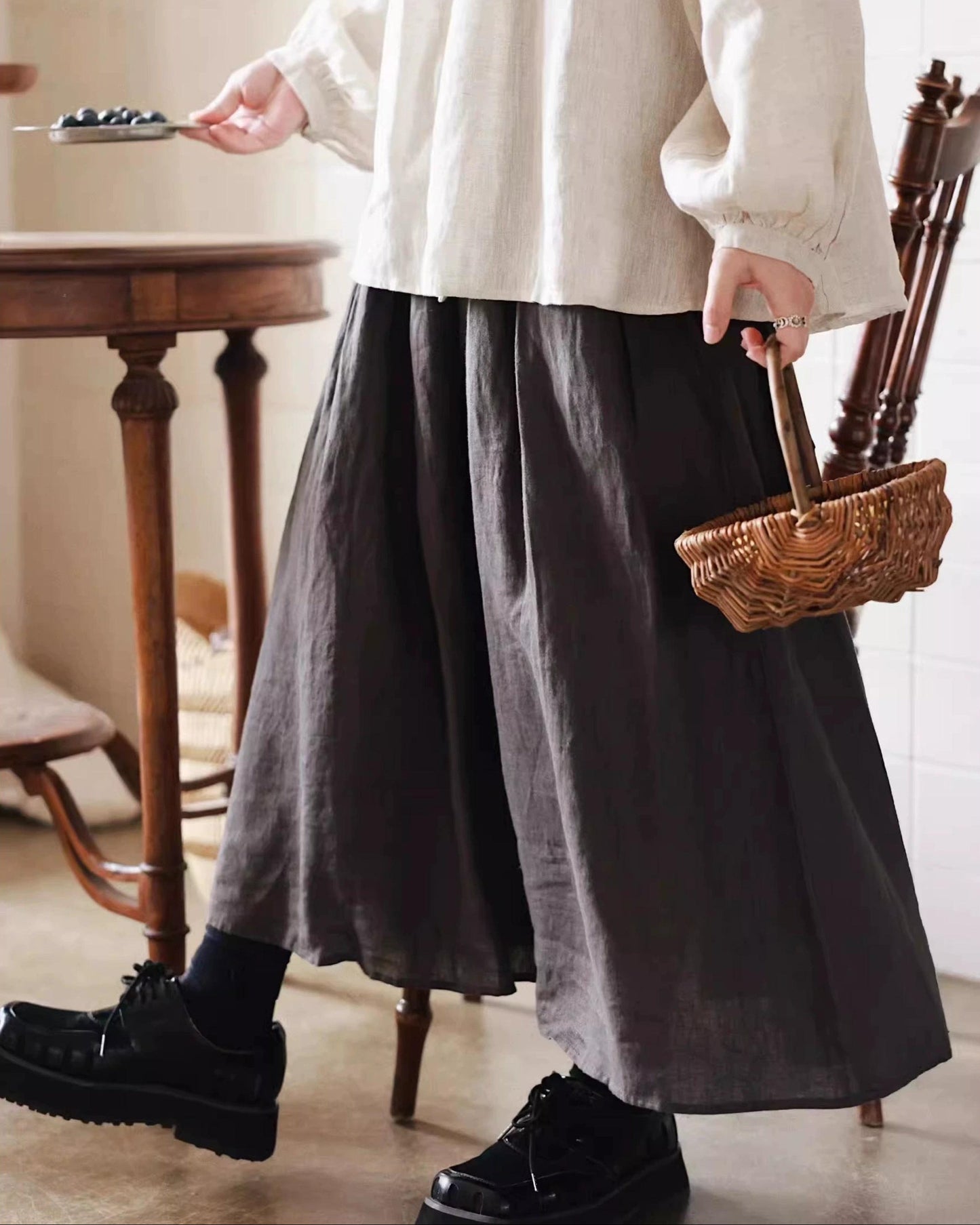 ナチュラルギャザーフレアスカート 10080