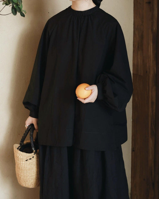 バンドカラーバックボタンブラウス 10011