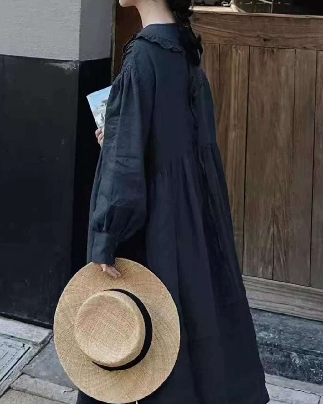 フリルカラーナチュラルワンピース 10013