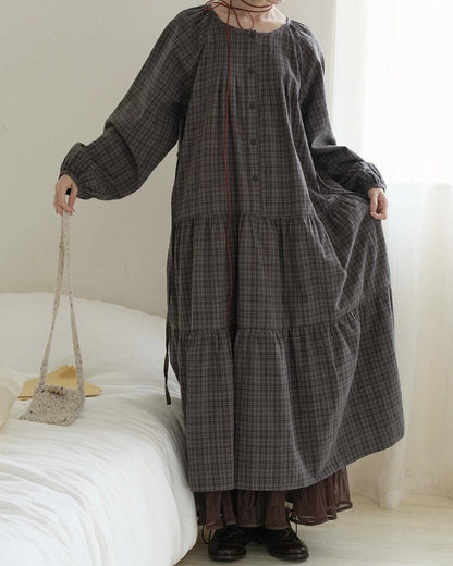 ロッカチェックハーフボタンワンピース 10239