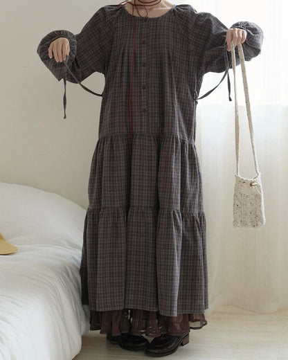 ロッカチェックハーフボタンワンピース 10239