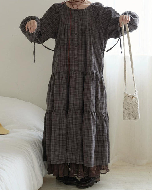 ロッカチェックハーフボタンワンピース 10239