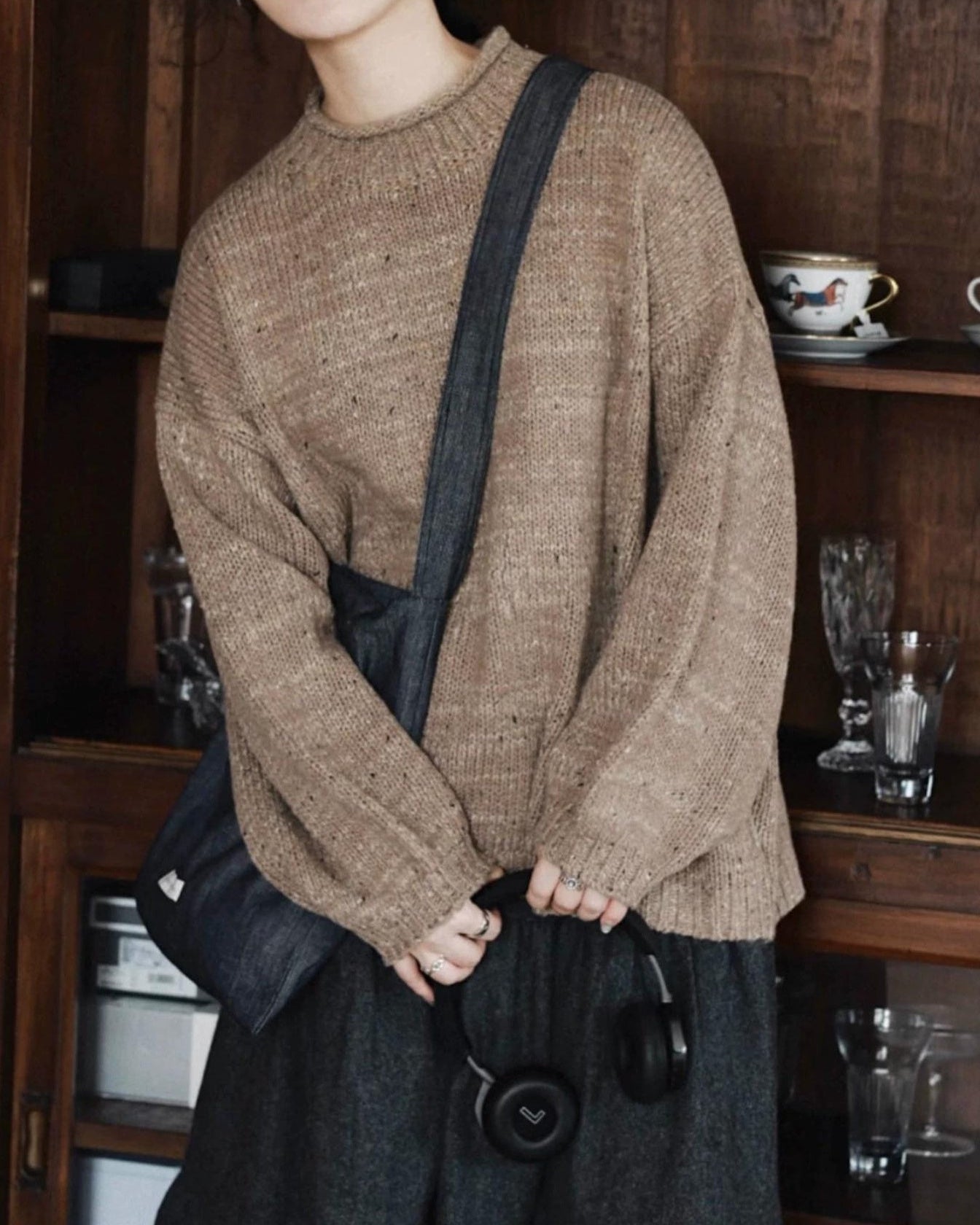 パフスリーブリラックスニットプルオーバー 10033