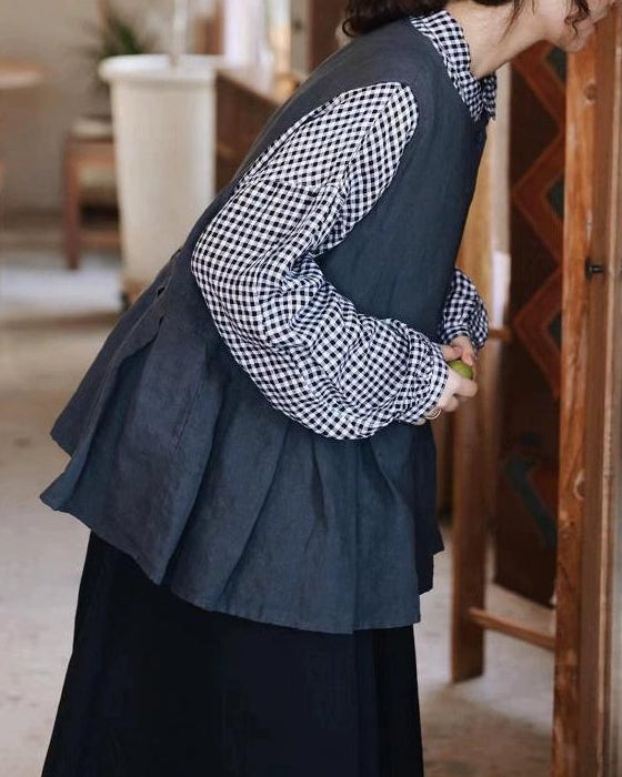 クラシックチェックフレアブラウス 10096