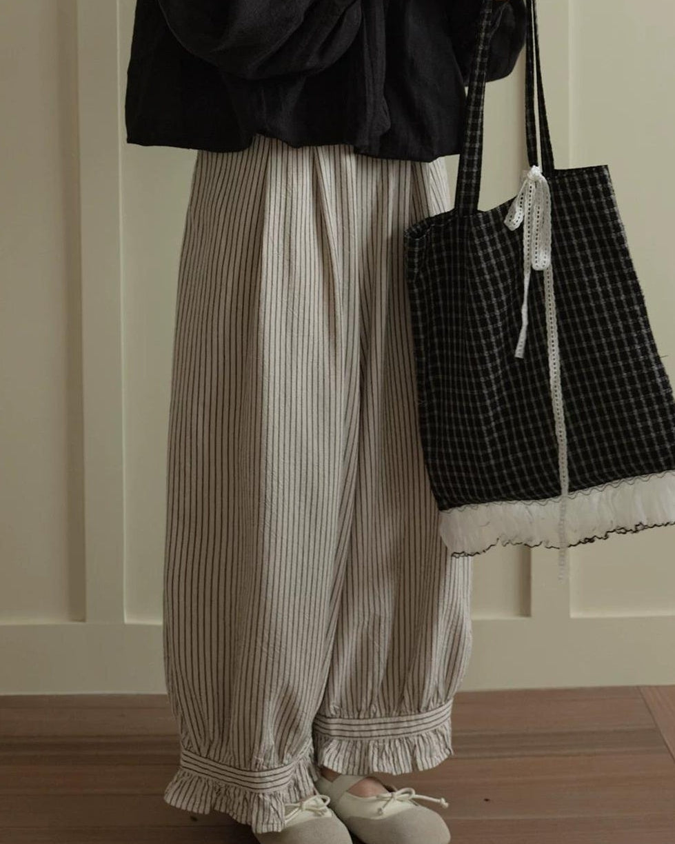 フリルヘムストライプワイドレッグ 10276