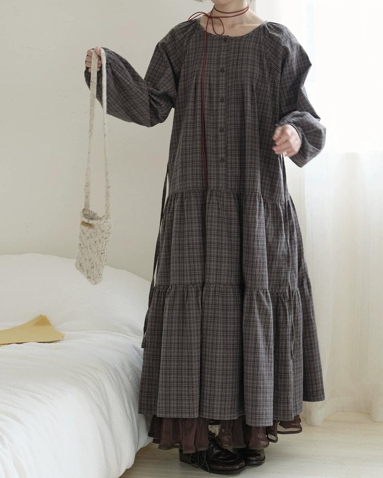 ロッカチェックハーフボタンワンピース 10239