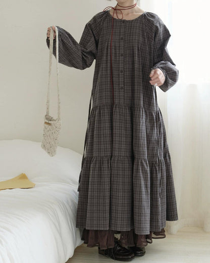 ロッカチェックハーフボタンワンピース 10239