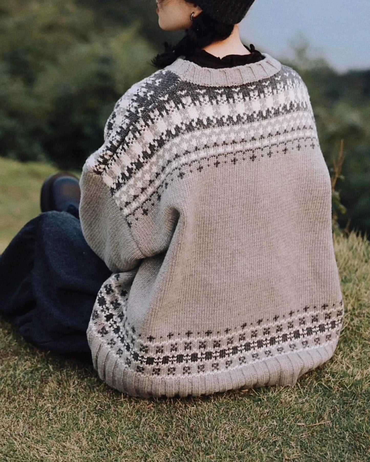 ラウンドネックノルディックニットプルオーバー 10027