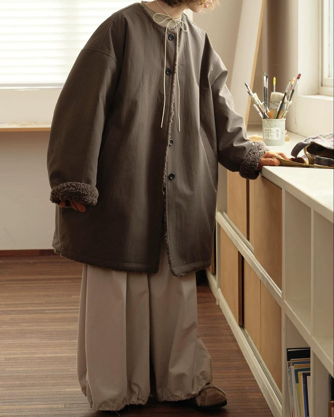 ソフトボアノーカラーシングルコート 10160