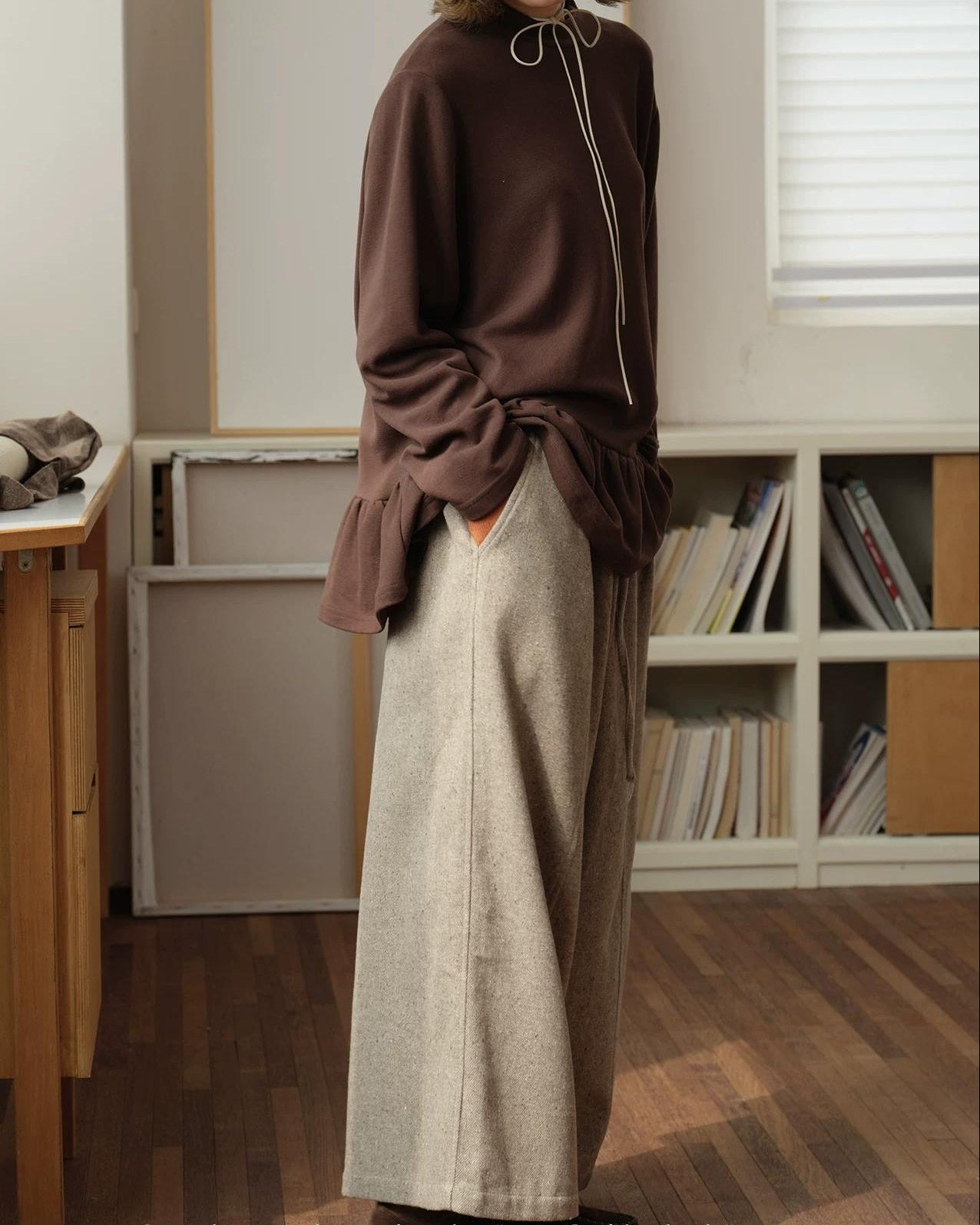 フォークロアワイドタックパンツ 10159