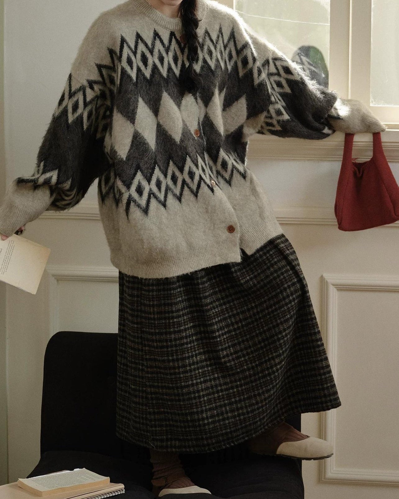 ノルディアフリッセチェックロングスカート 10291