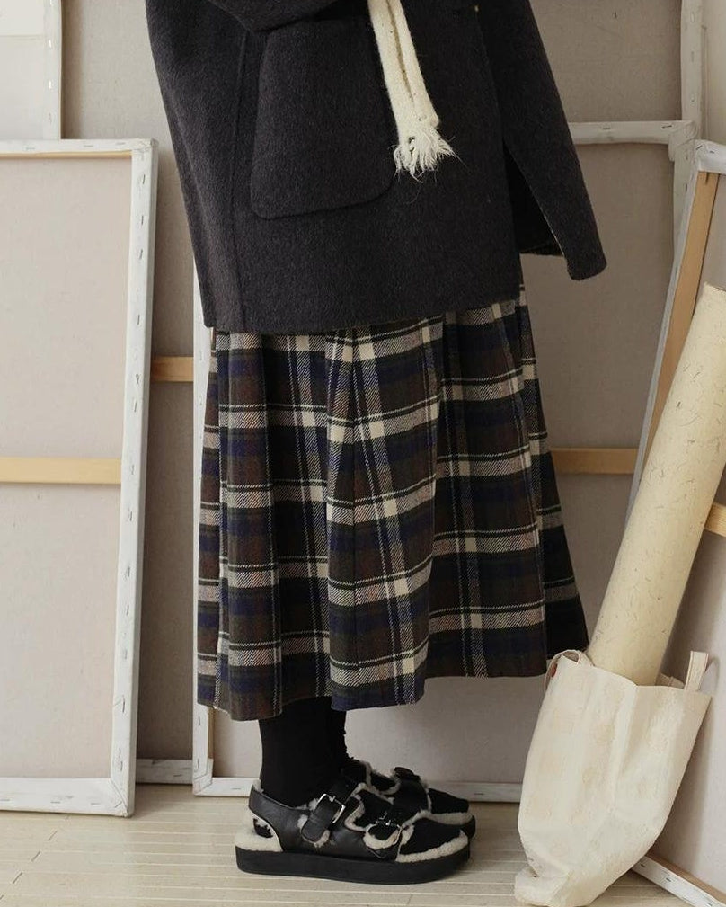 スカンジナビアチェックミディスカート 10188