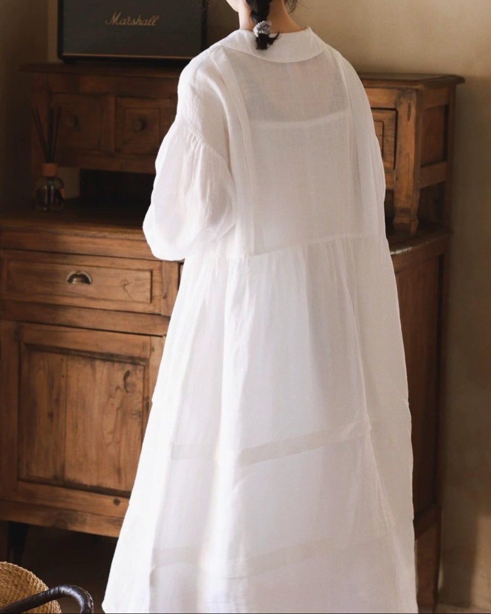 パフスリーブピンタックワンピース 10001