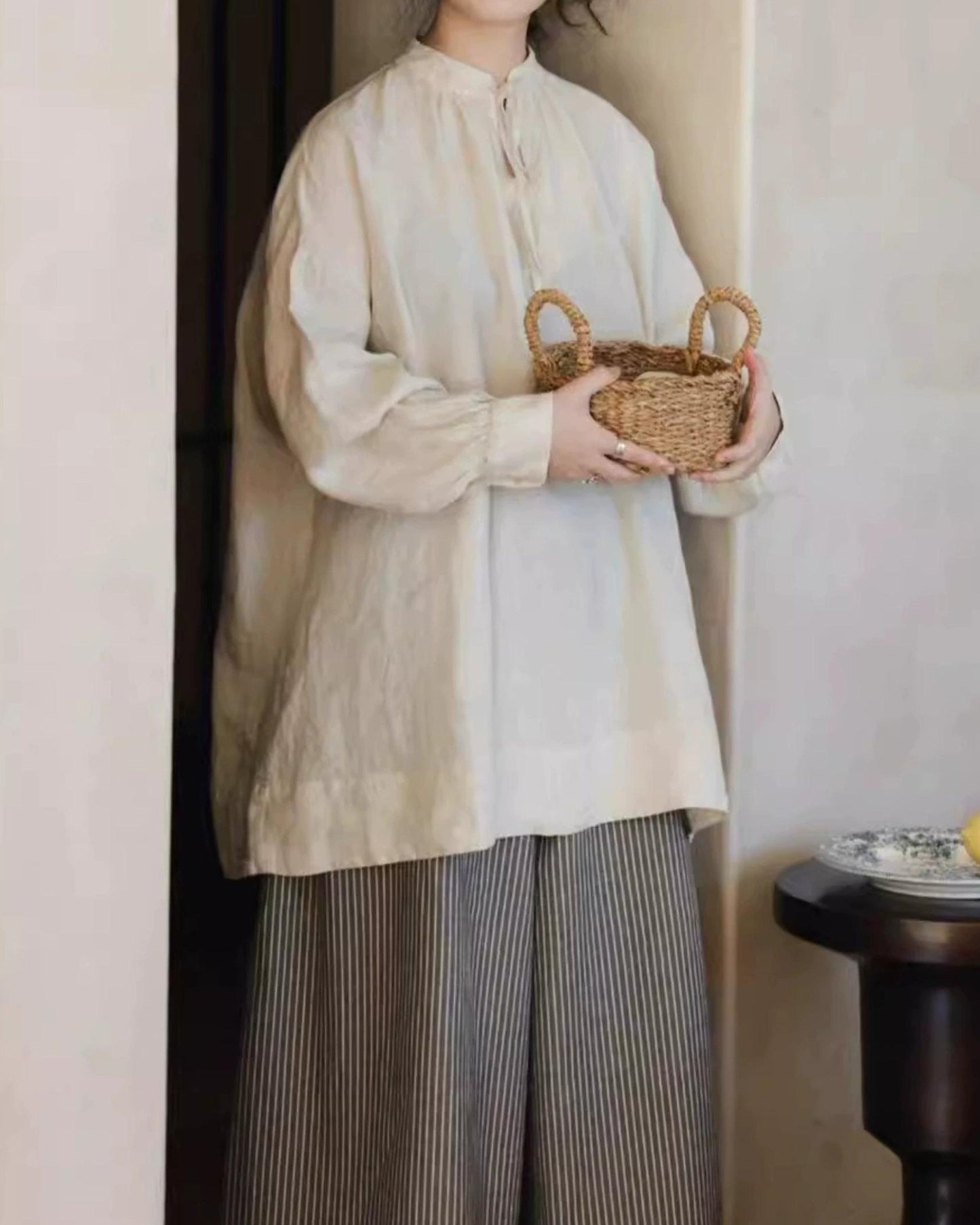 パフスリーブリボンフレアブラウス 10018