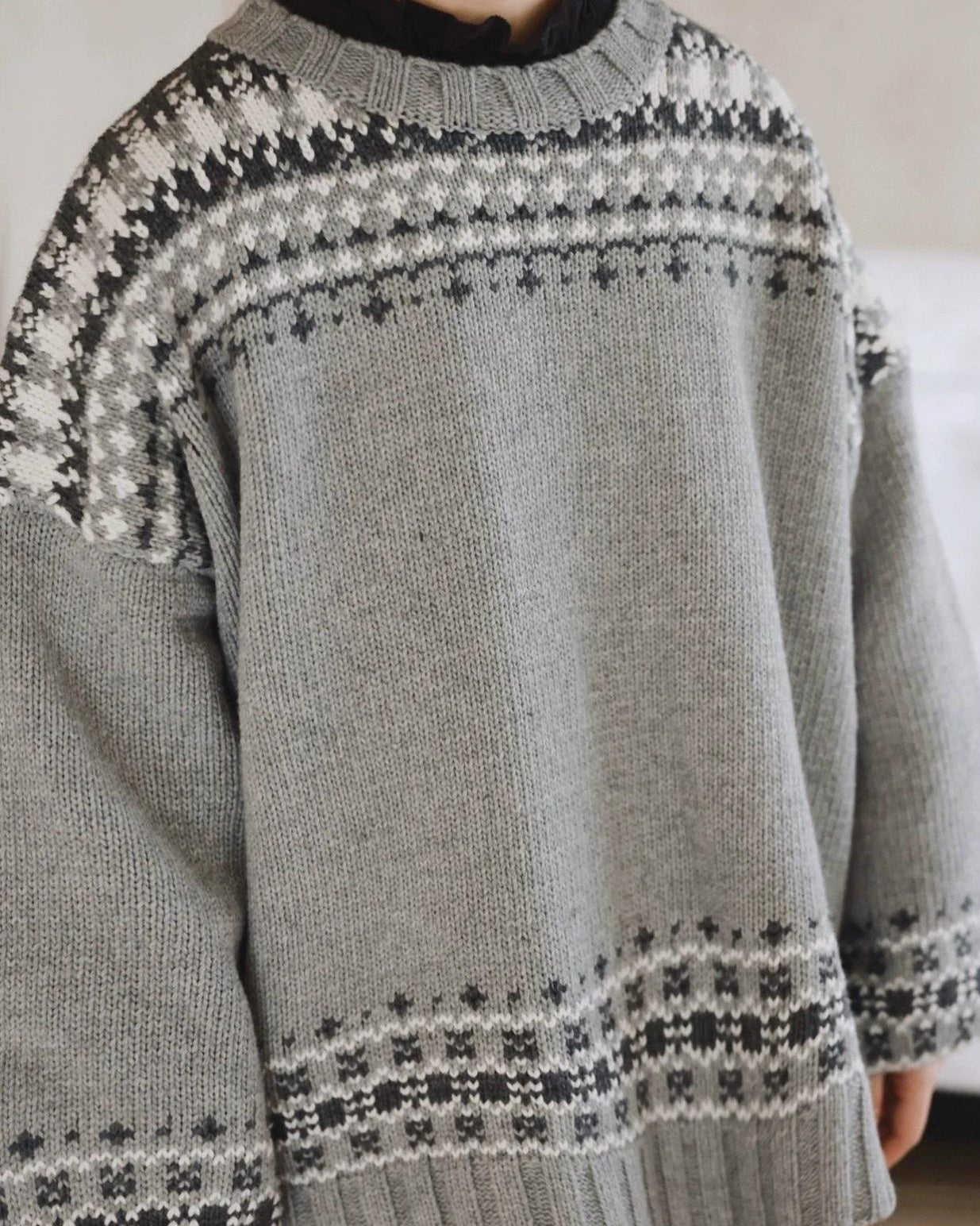 ラウンドネックノルディックニットプルオーバー 10027