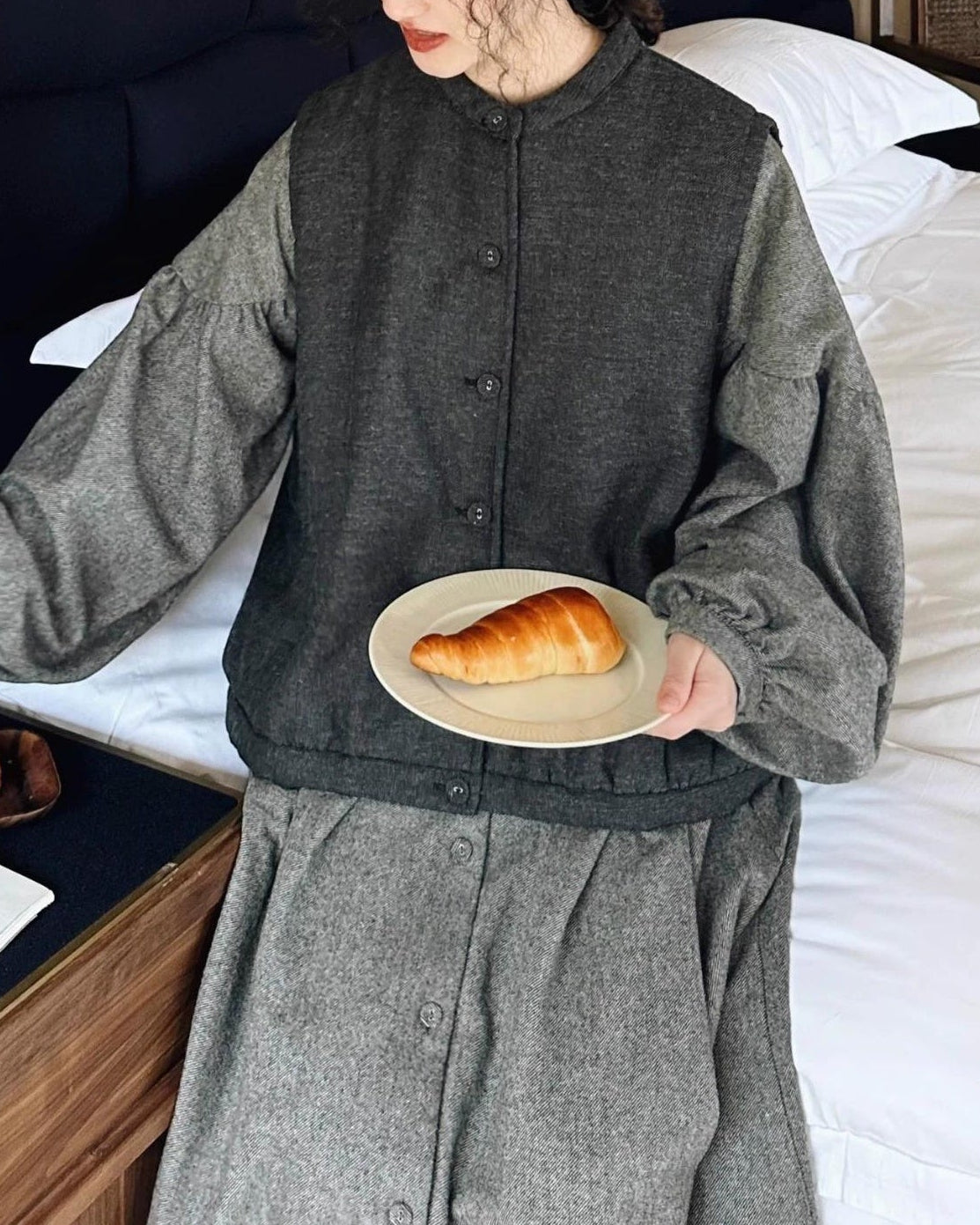 ディープヘザーシングルブレストベスト 10067