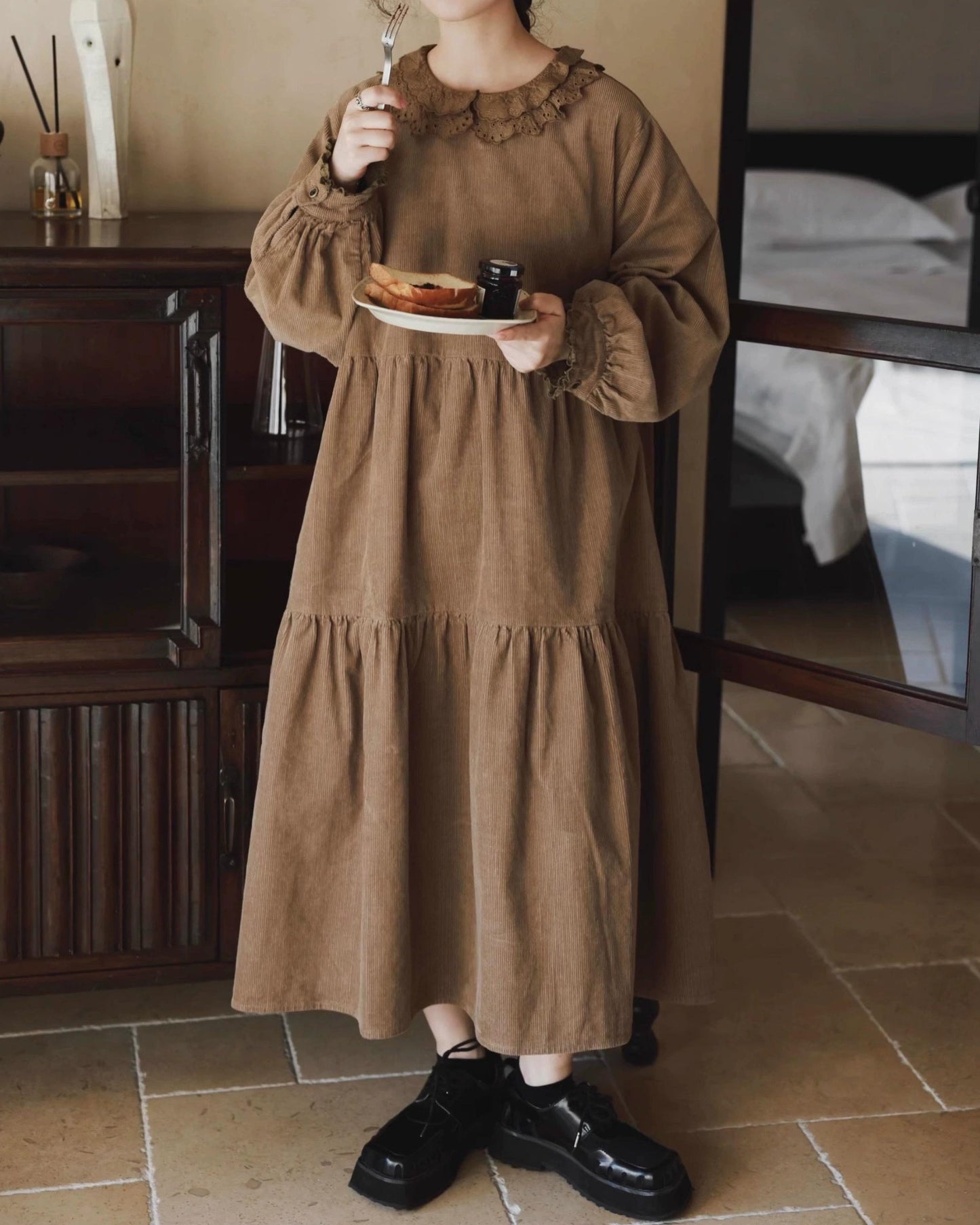 コーデュロイティアードワンピース 10069