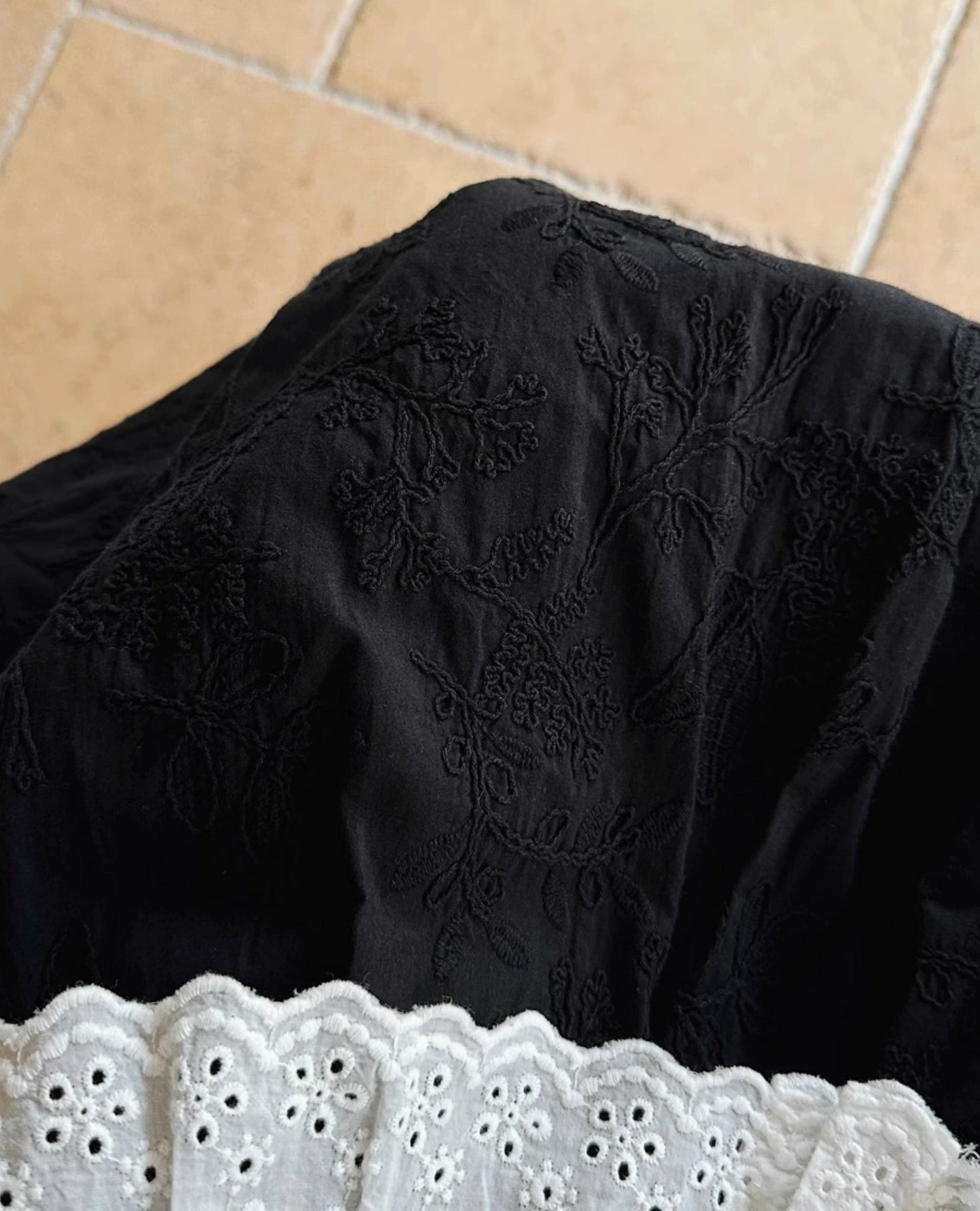 ハイウエストAライン刺繍スカート 10039