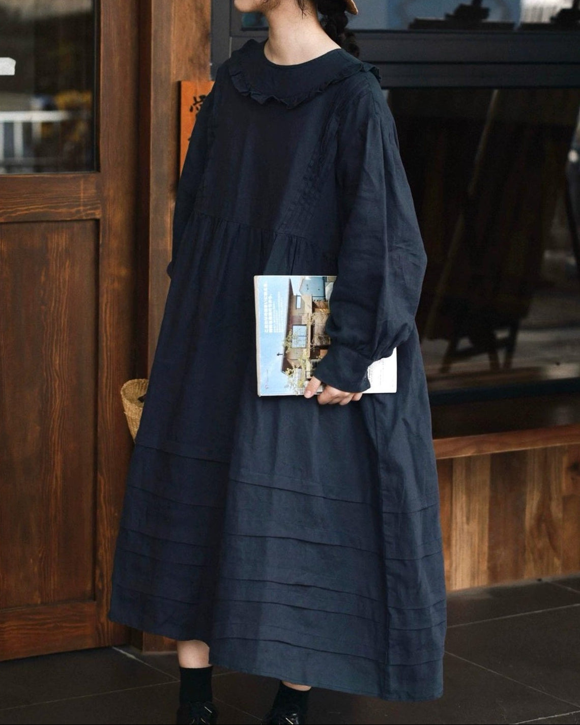 フリルカラーナチュラルワンピース 10013