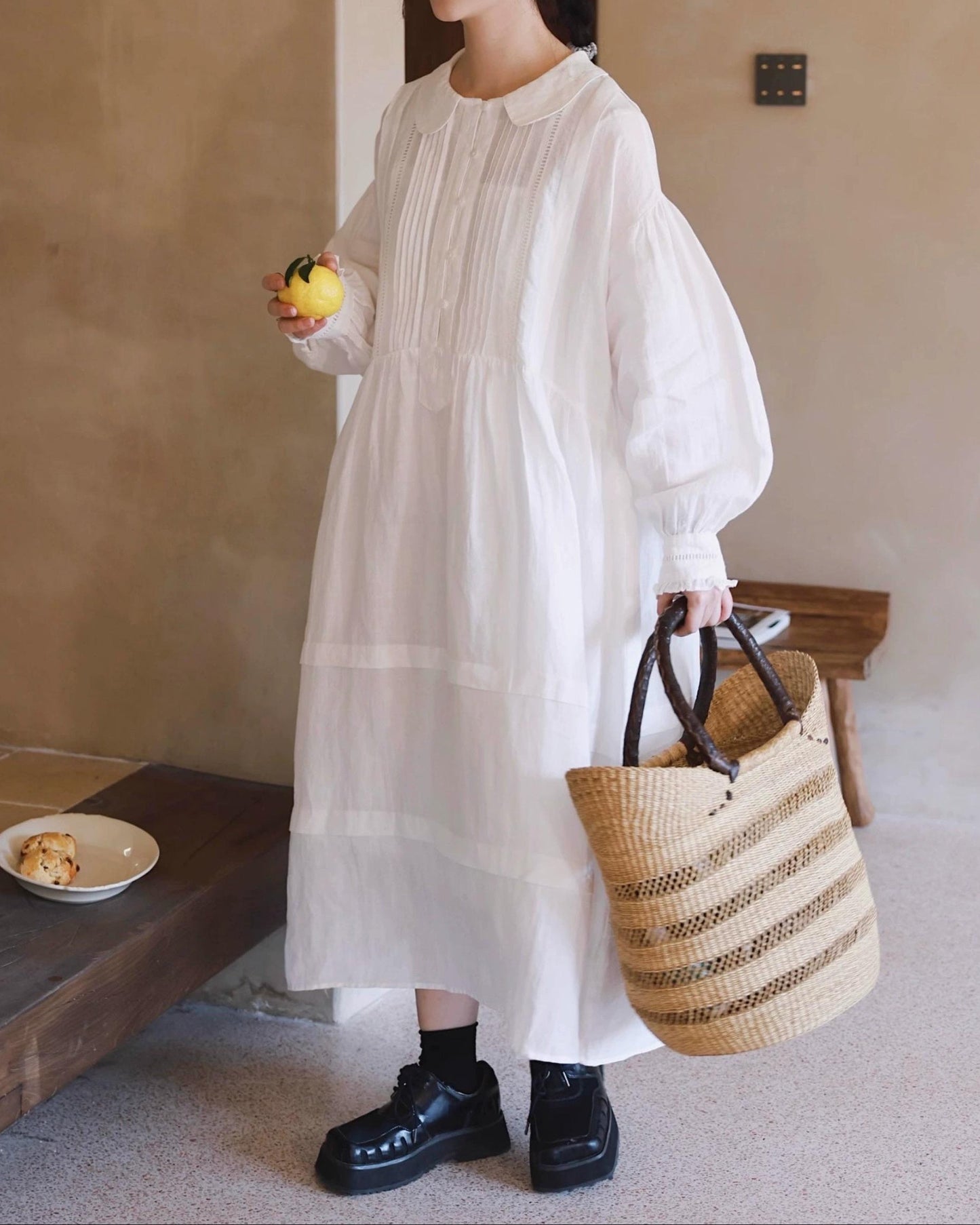 パフスリーブピンタックワンピース 10001