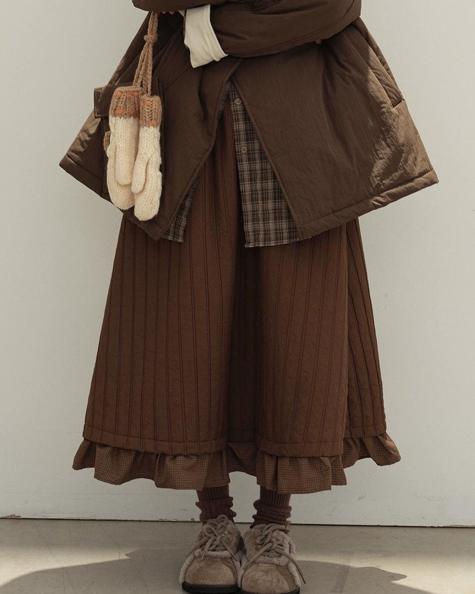 レトロチェックパッチキルトスカート 10135
