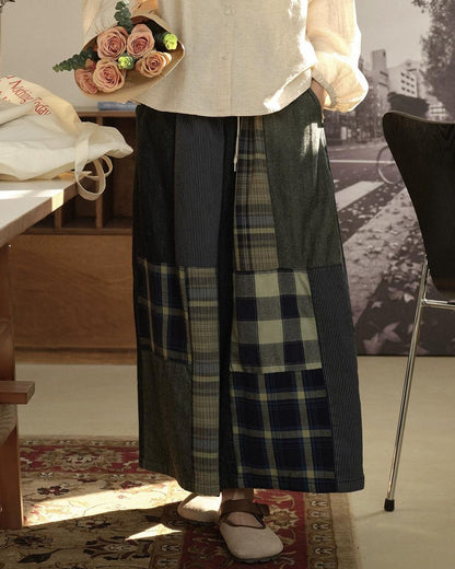 ヴィンテージチェックデニムワイドパンツ 10280