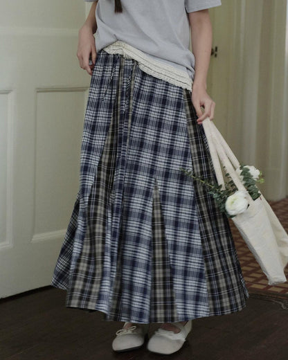 レトロチェックパッチミディスカート 10274