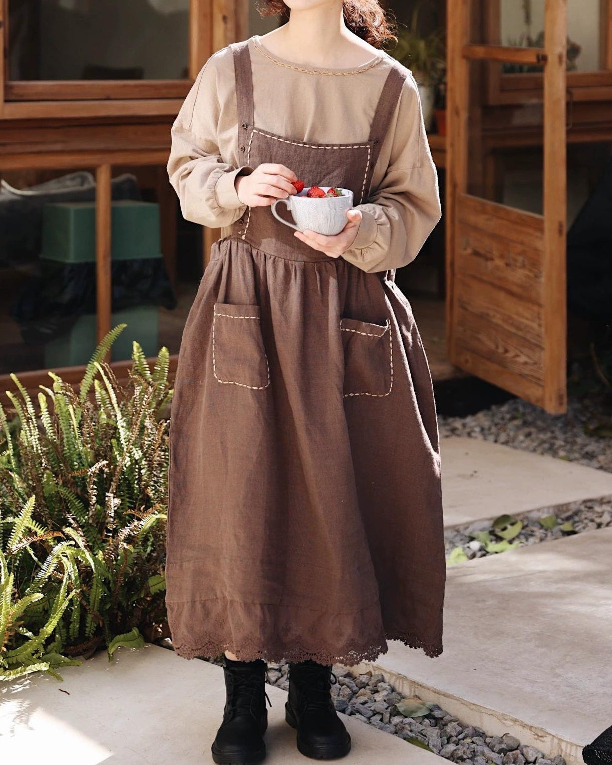 カントリーエプロンサスペンダーワンピース 10118