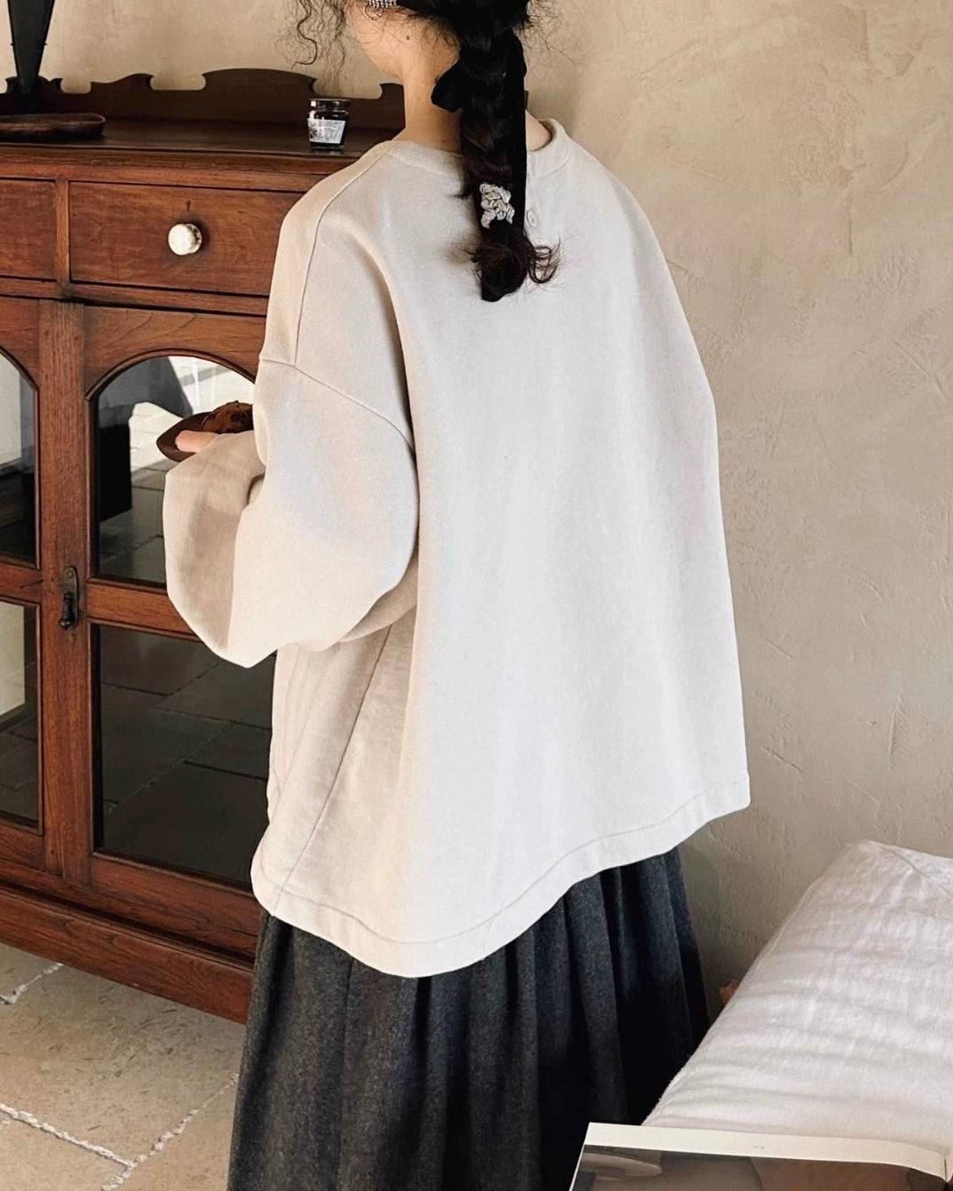 ラウンドネックパフスウェットプルオーバー 10066