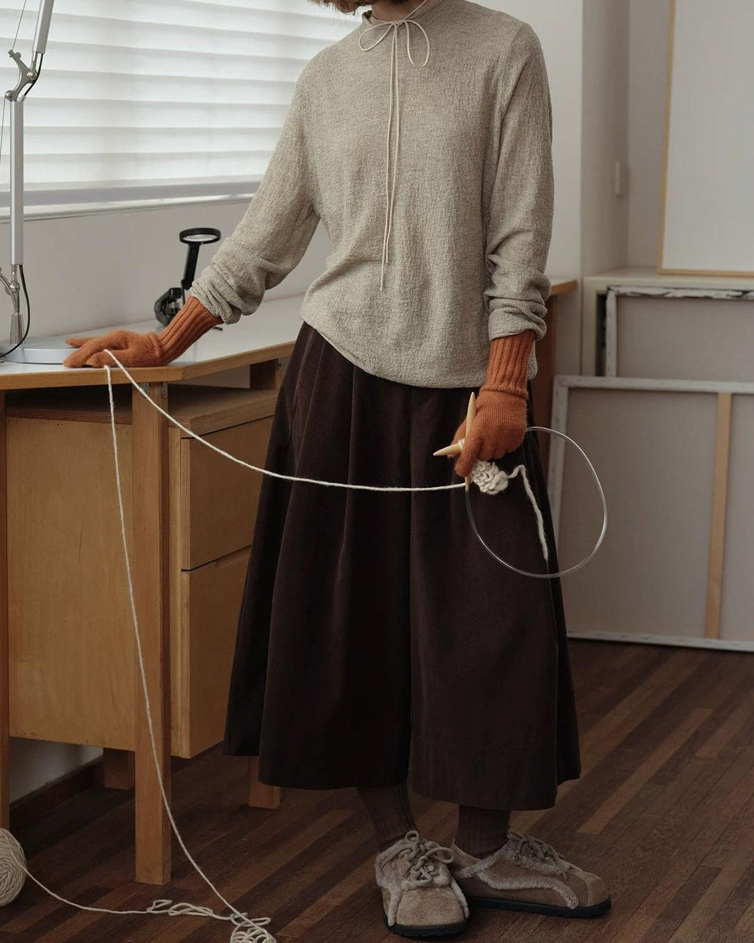 ノーブルコーデュロイミドルワイドパンツ 10158