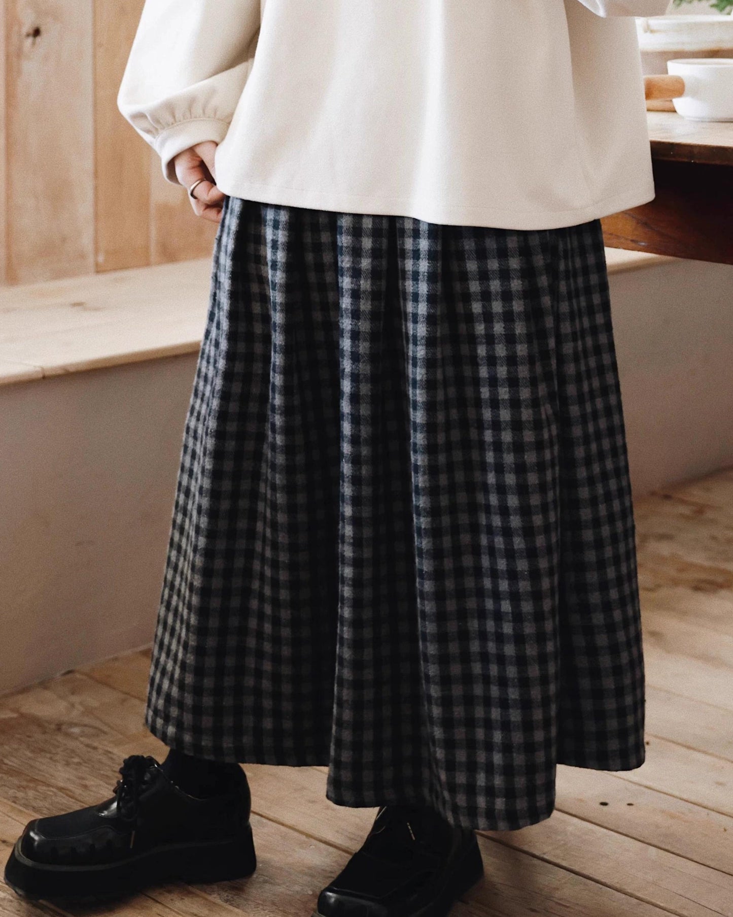 チェック柄リラックスミディスカート 10060