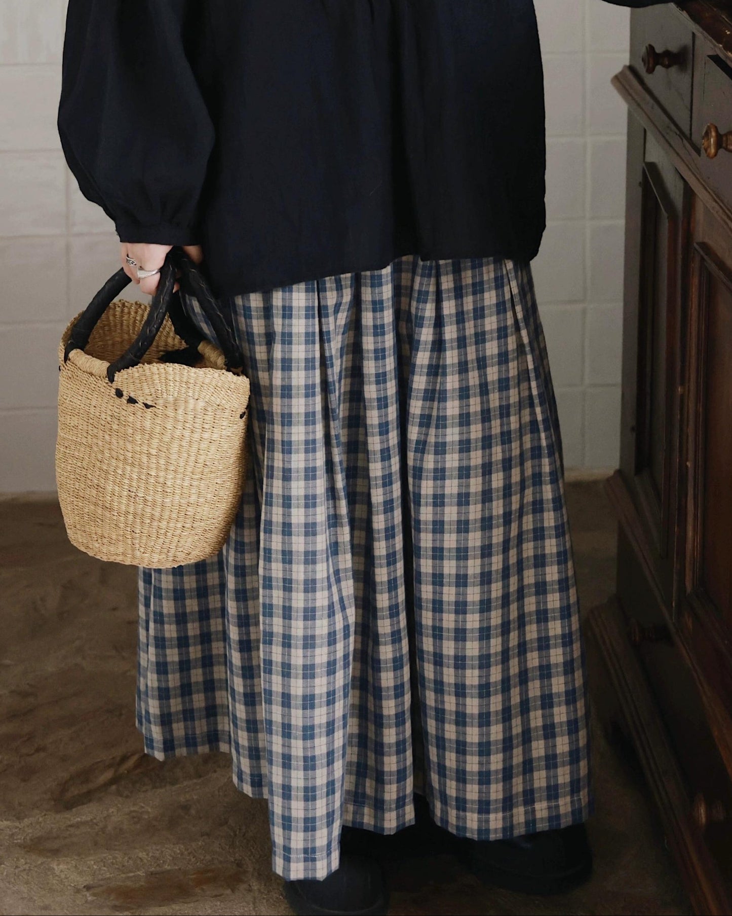 レトロチェックAラインスカート 10051