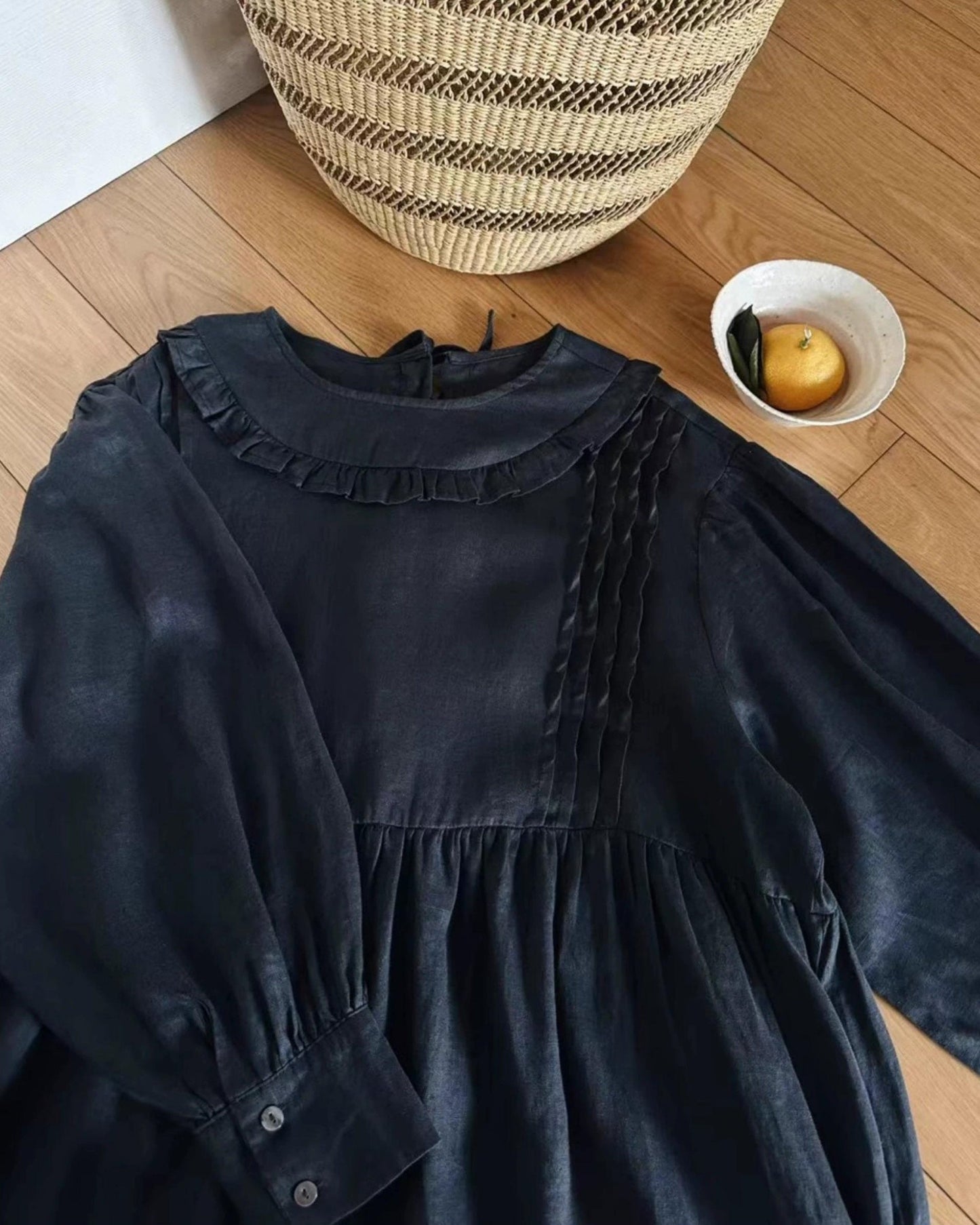 フリルカラーナチュラルワンピース 10013