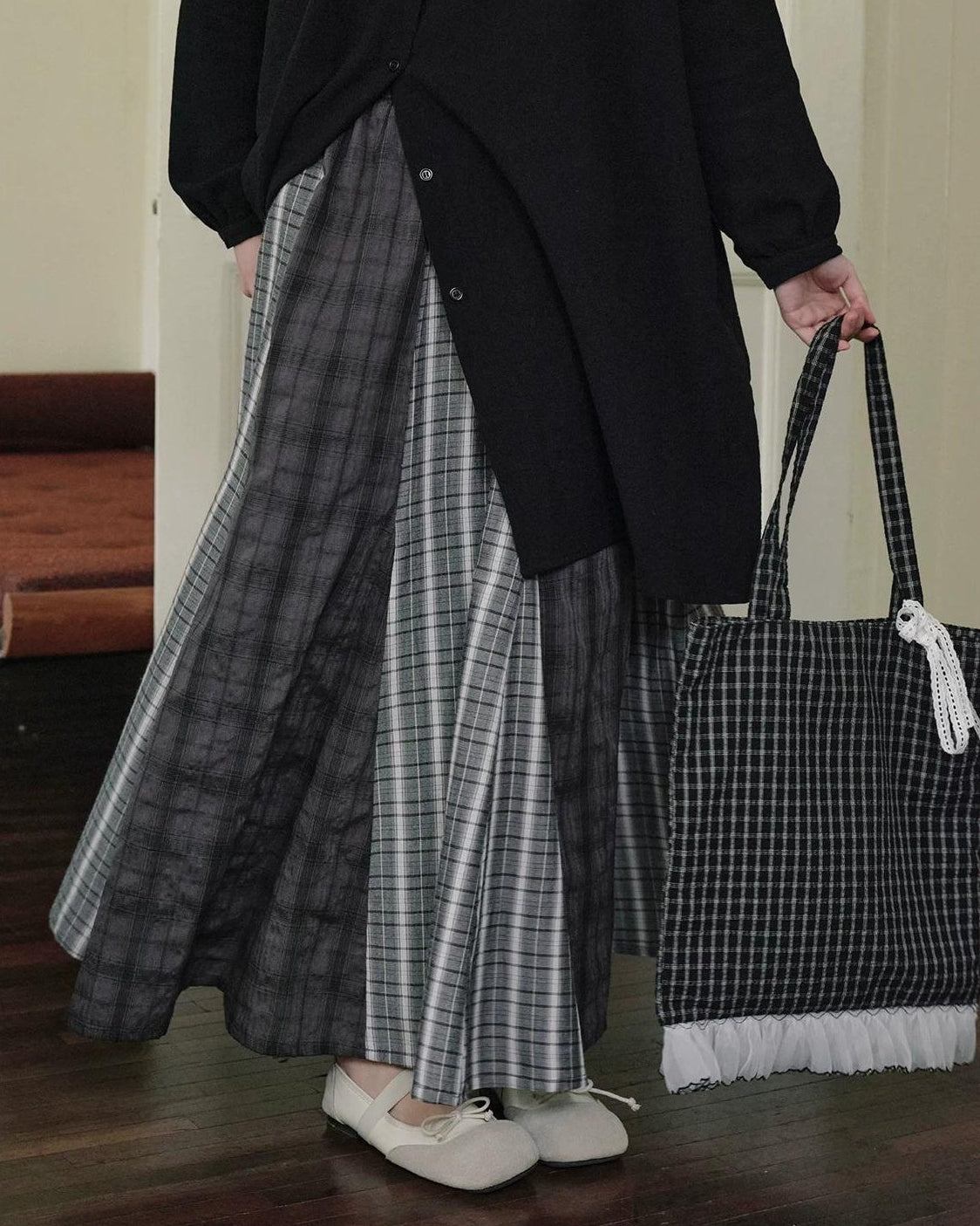 チェックミックスルーズスカート 10275