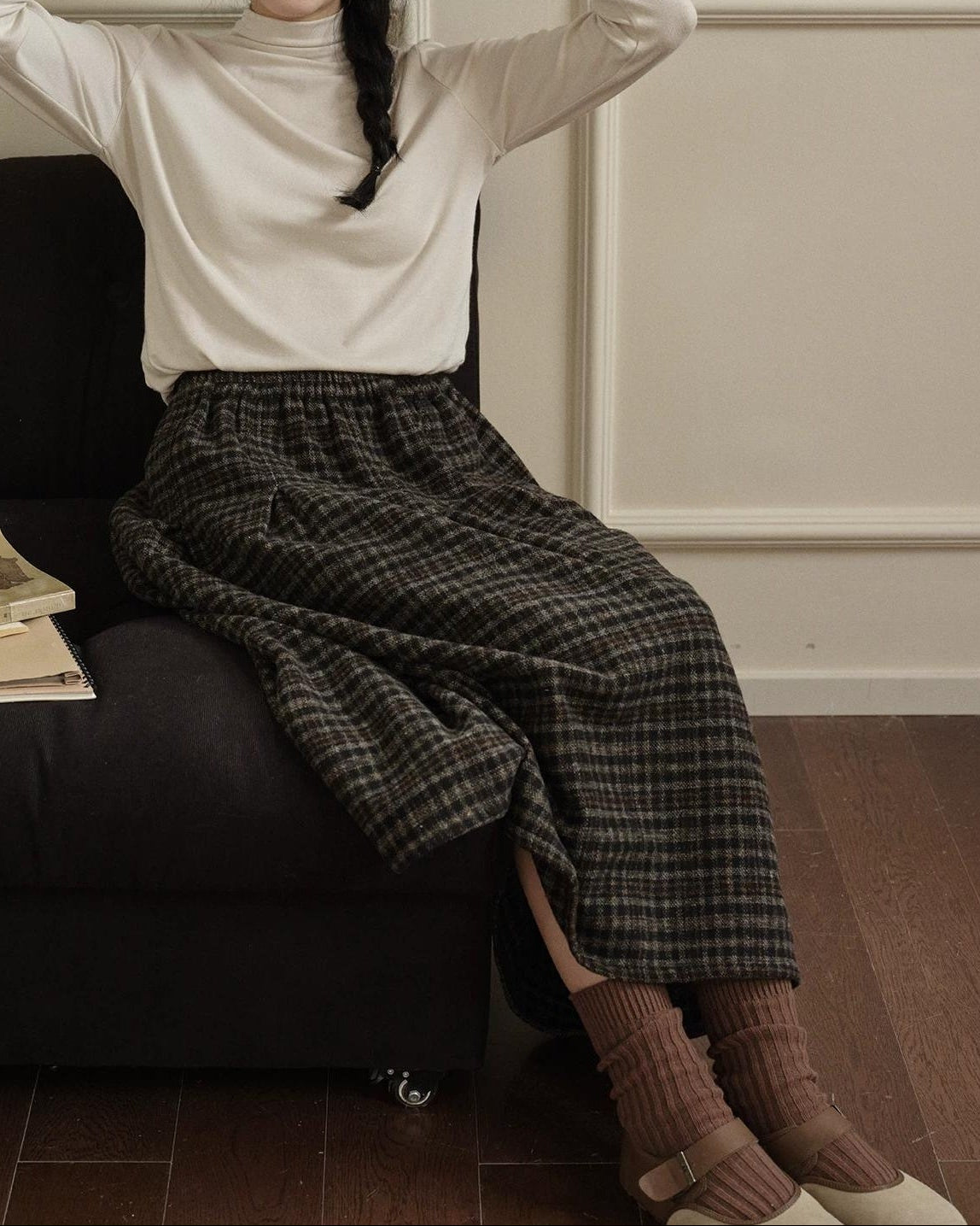 ノルディアフリッセチェックロングスカート 10291