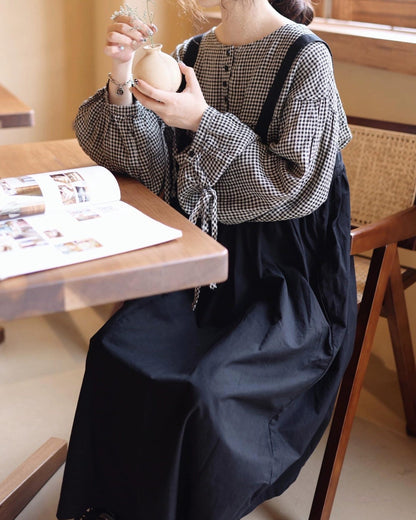 レトロボタンサスペンダーワンピース 10113