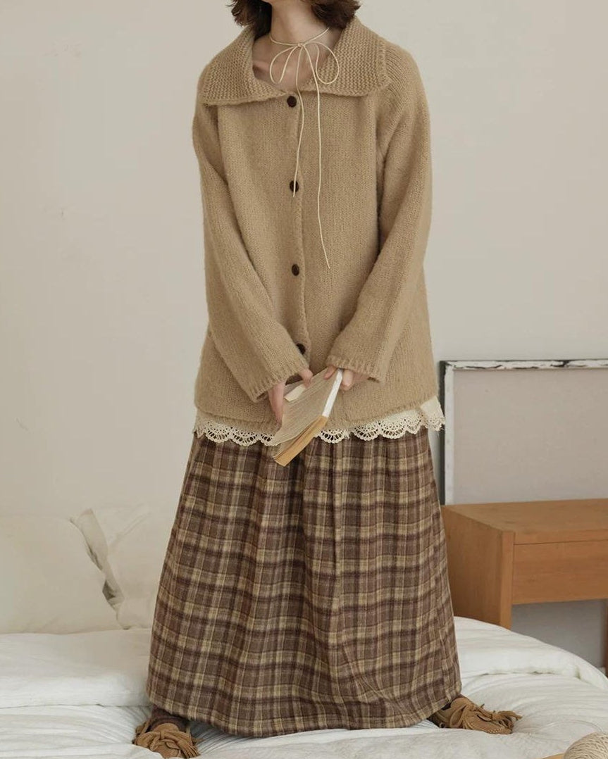 ラテチェックAラインミディスカート 10156