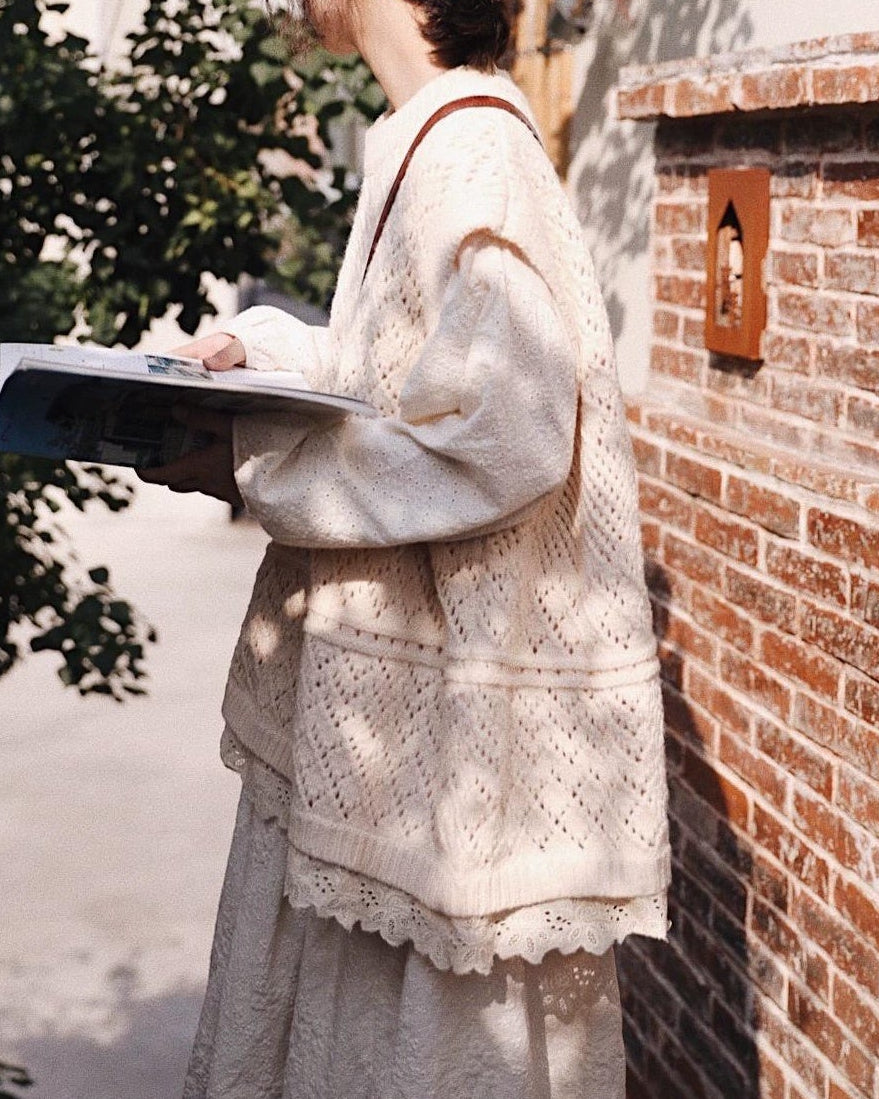 ホールパターンレース ニットベスト 10121