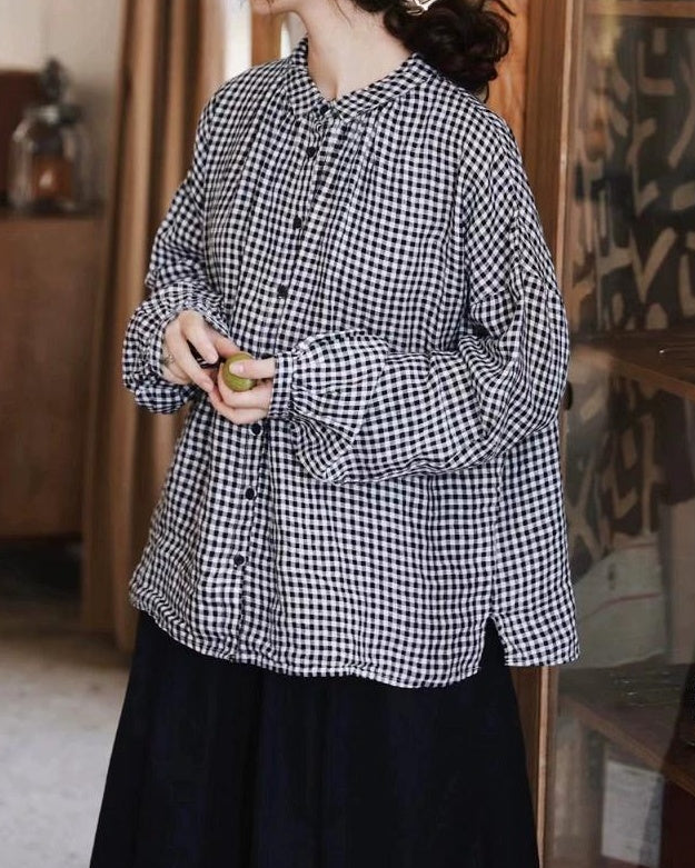 クラシックチェックフレアブラウス 10096