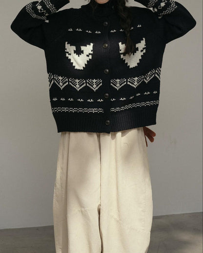 スノーパターンハイネックニットカーディガン 10173