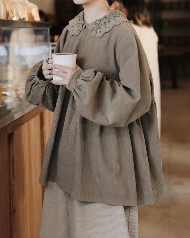 ナチュラルニュアンス レースカラーブラウス 10106