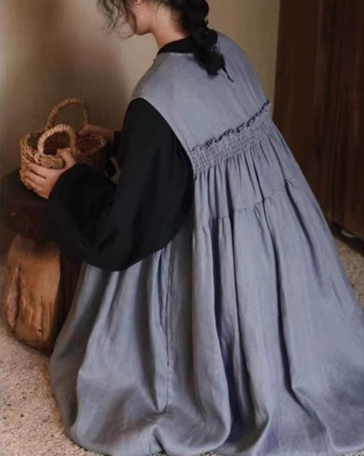 プリーツハイウエストベストワンピース 10014