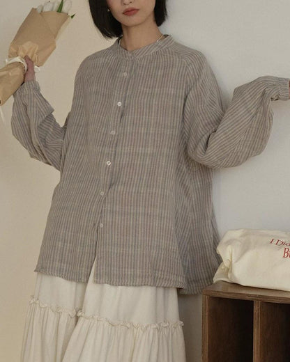 ストライプスリムバンドブラウス 10279