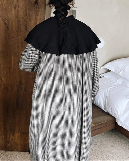 バイカラーチェック柄シャツワンピース 10026